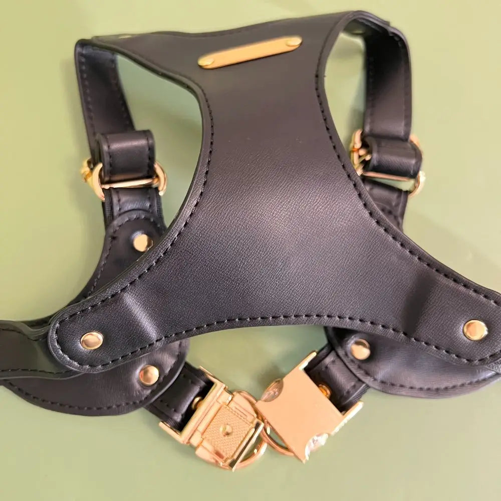 Leather Dog Harness and Leather Set - Waterproof, anti slip, adjustable, yelllow S-L for small and medium-sized dogs