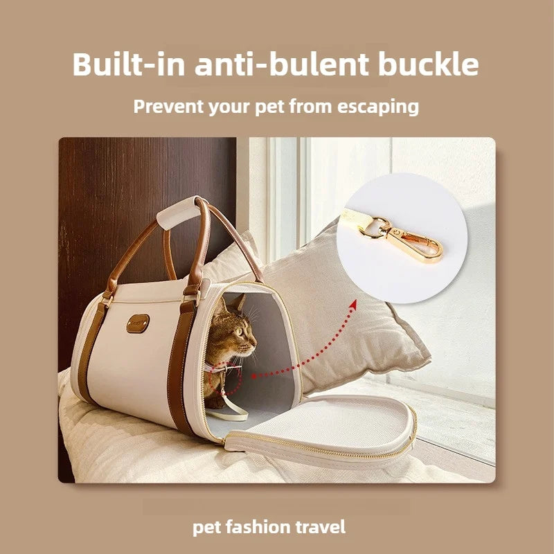 Luxury PU Leather Pet Bag for Small Dogs and Cats Travel Tote Bag Breathable Washable Mat