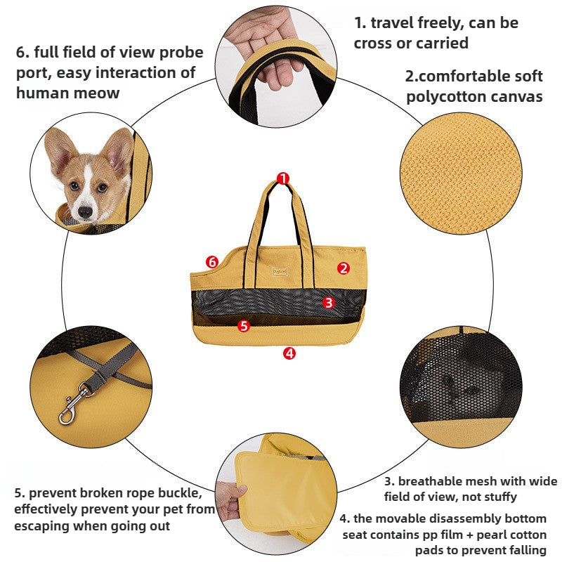 Pet Travel Bag Canvas Shoulder Pet Bag