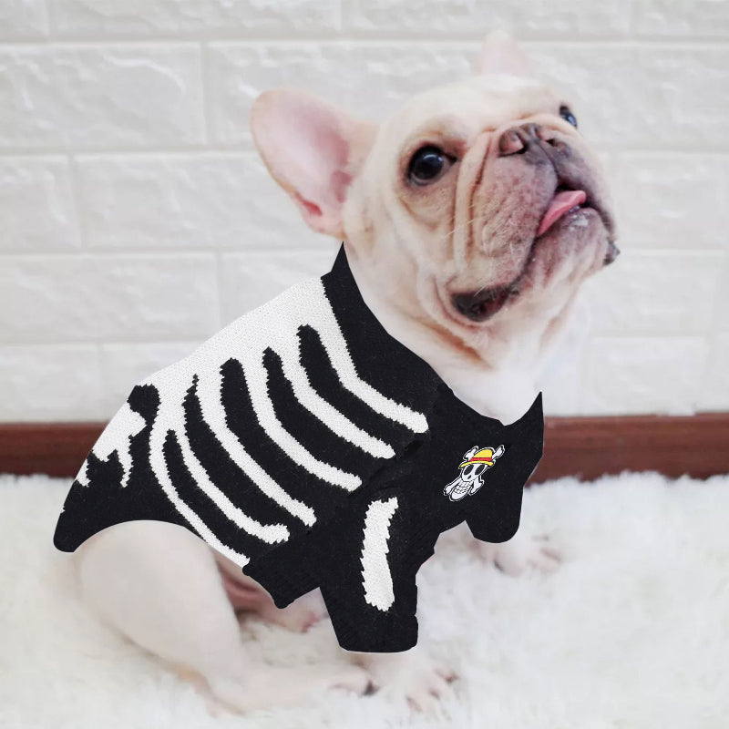 Dog sweater skull pattern core-spun yarn