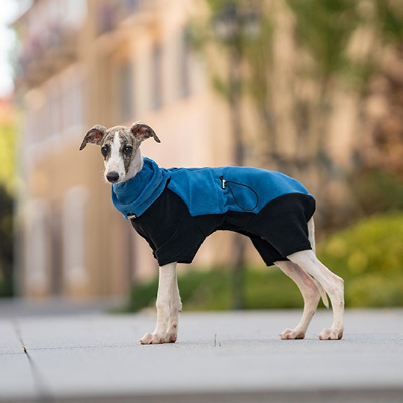 Dog warm four-leg coat, polar fleece, detachable collar