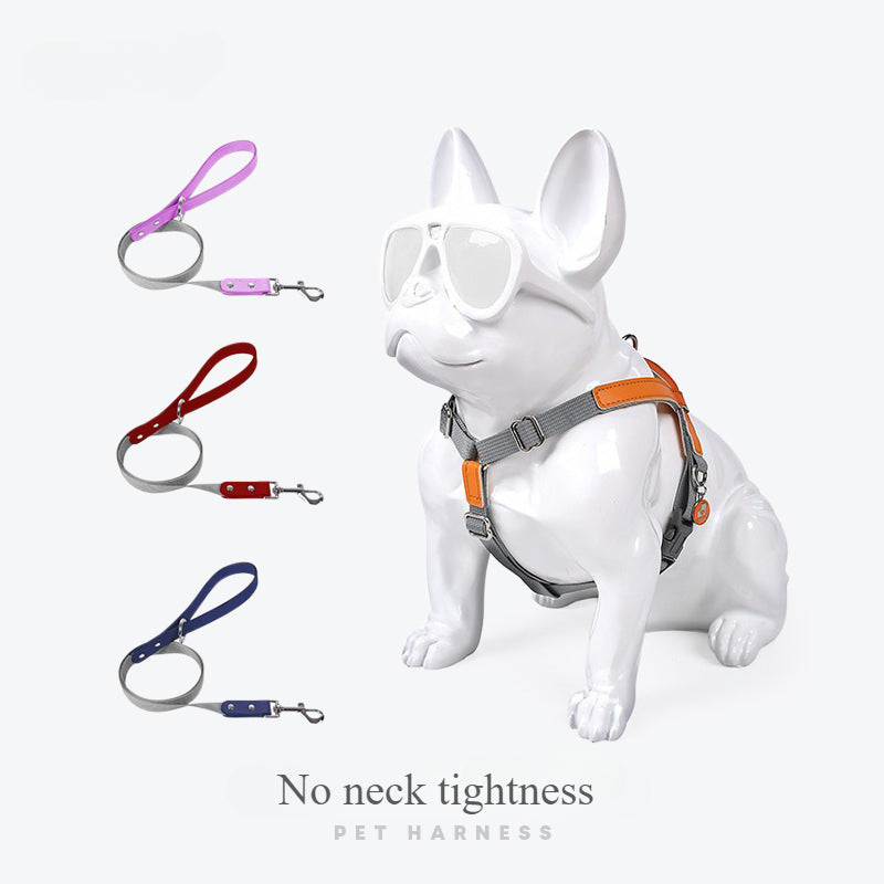 Leather pet harness dog leash nylon dog walking leash