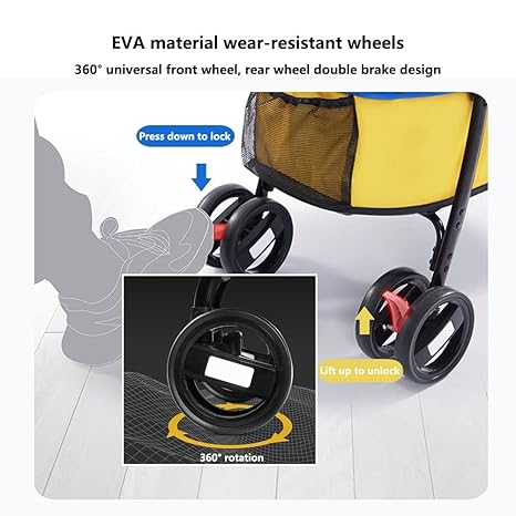 Pet stroller quickly folds, maximum load capacity 15 kg