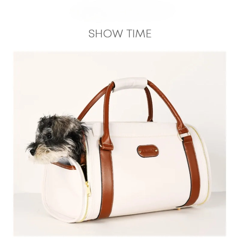 Luxury PU Leather Pet Bag for Small Dogs and Cats Travel Tote Bag Breathable Washable Mat