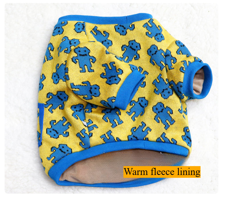 Dog winter clothes knitted sweater lining plus fleece