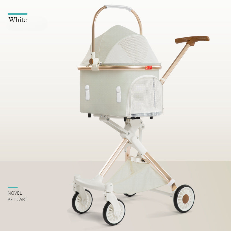 Pet stroller removable carrier and lightweight aluminum frame