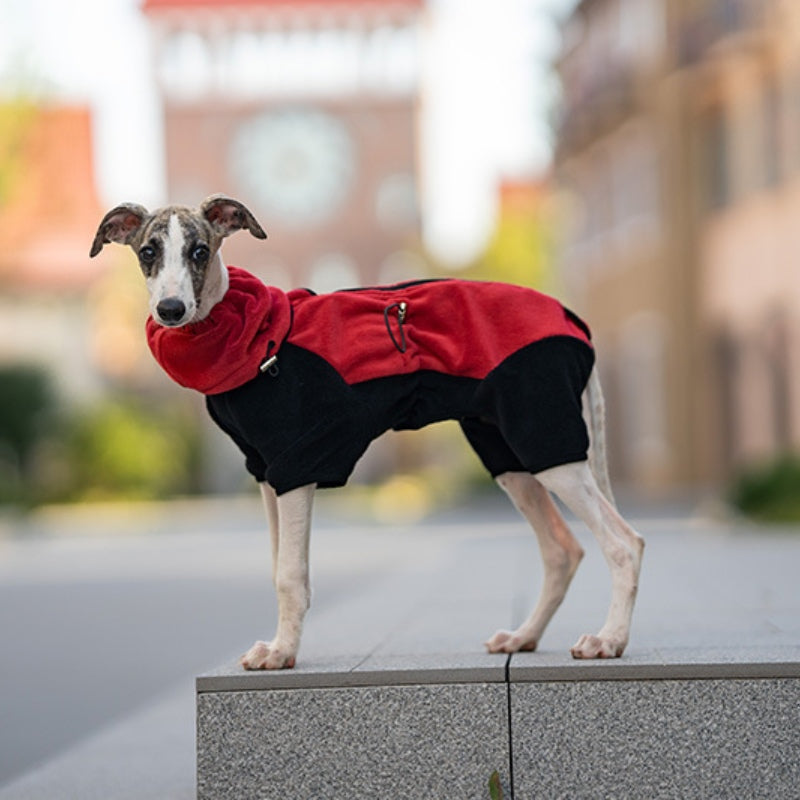 Dog warm four-leg coat, polar fleece, detachable collar