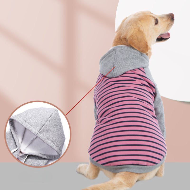 Vêtements d'hiver pour gros chien sweat-shirt rayé à deux pattes golden retriever labrador