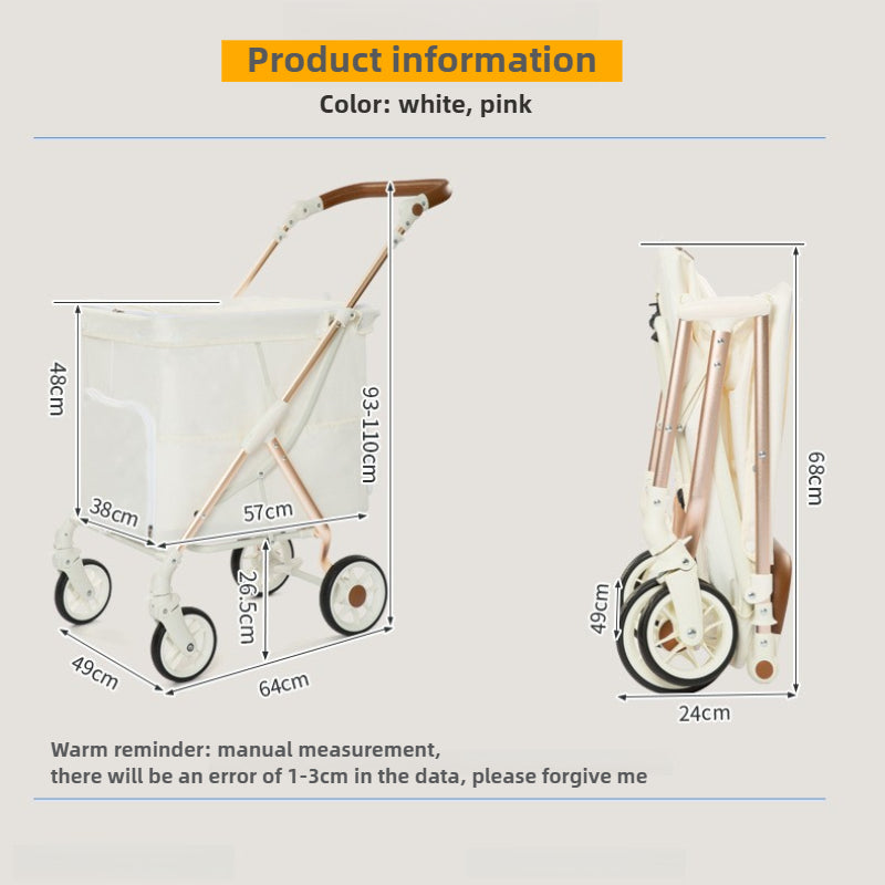 Foldable pet stroller with large space suitable